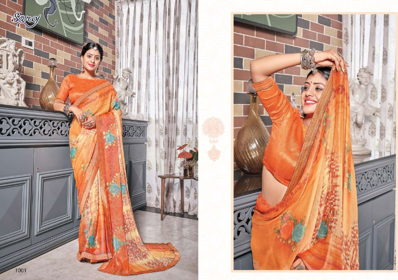 Saroj Delight 4 Printed Brasso Casual Wear Latest Saree Collection